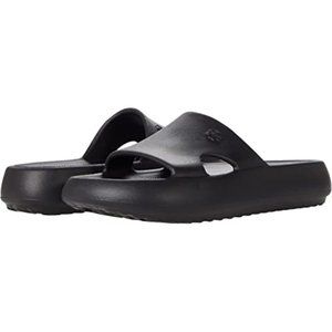 TORY BURCH Logo Shower Slides SIZE 8 Perfect Black